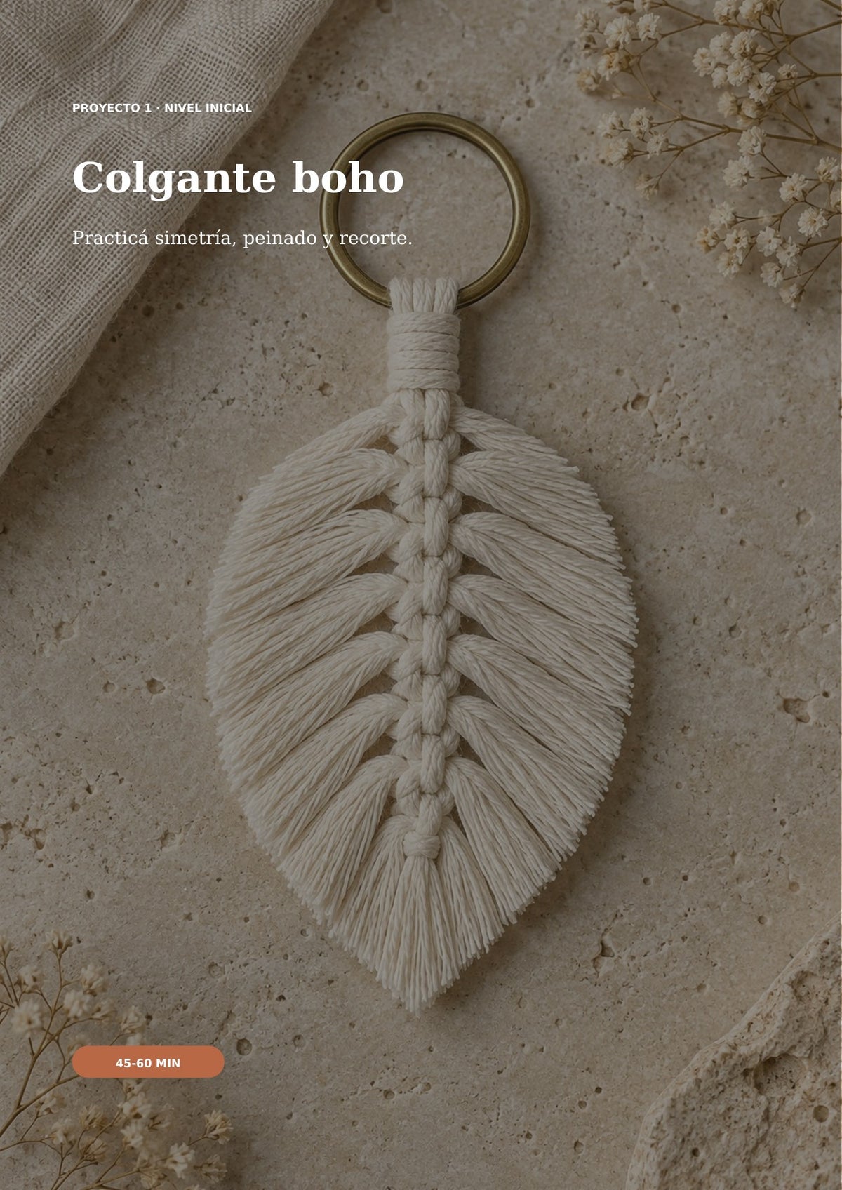 Macramé Desde Cero · Guía PDF + 5 bonos + kit digital